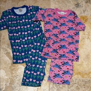 Hanna Andersson Blue Tulip and Pink Unicorn Pajama Set